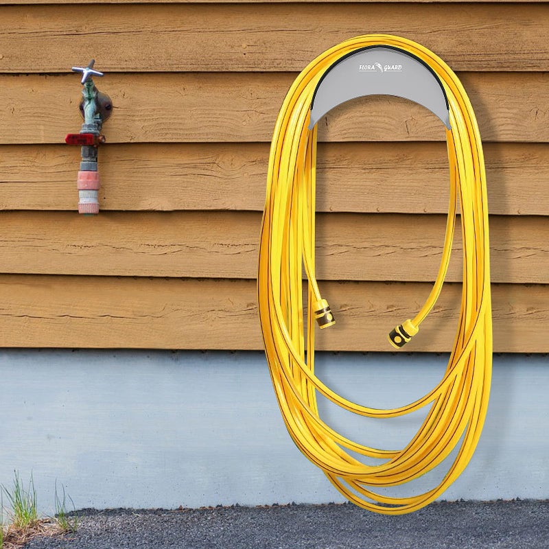 FLORA GUARD Garden Hose Holder, Heavy-Duty Metal Hose Hanger, Holds Up to 125 ft, Gaeden Hose Wall Mount for Outdoor Patio, Rust and Slip Resistant (Gray) - Image 5